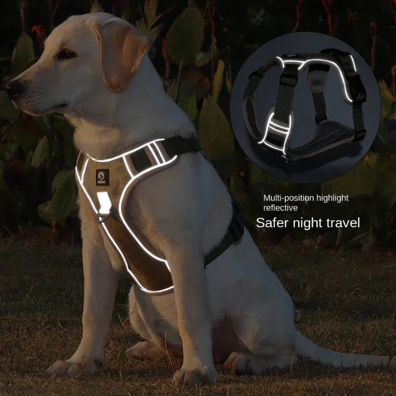 SafeStep Adjustable Dog Harness – Reflective, Comfortable, and Adjustable Safety Vest for Dogs, Ideal for Walking and Training.