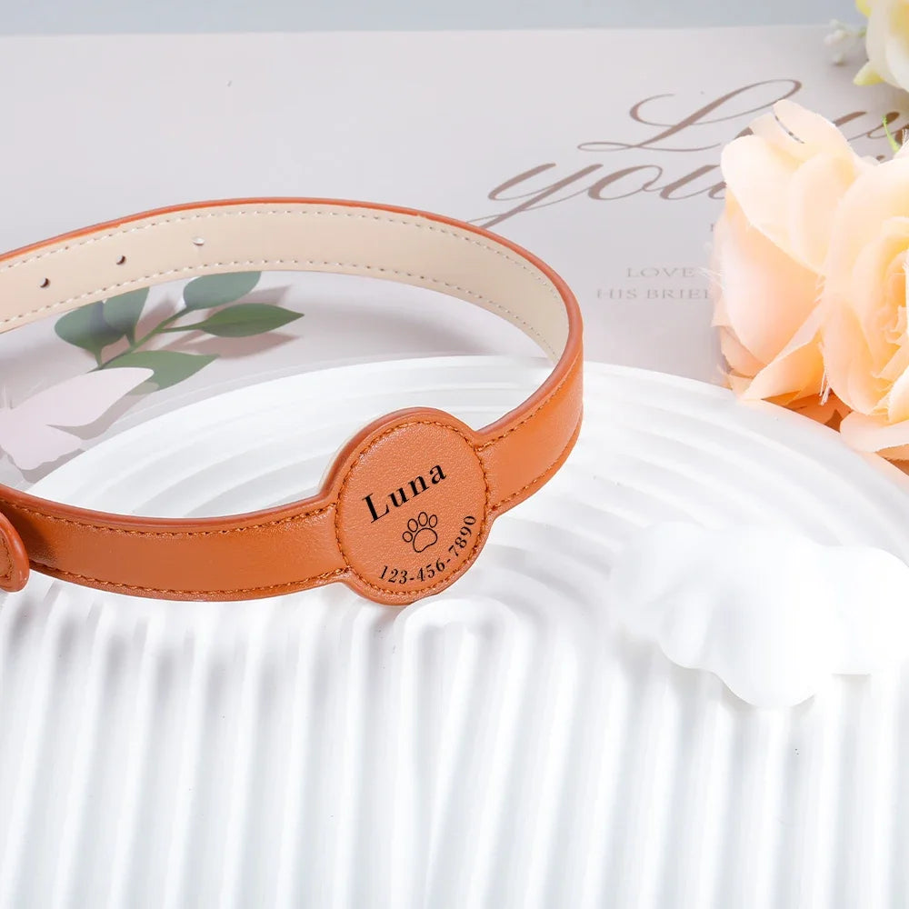 Personalized Leather Airtag Collar