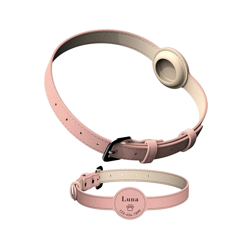 Personalized Leather Airtag Collar