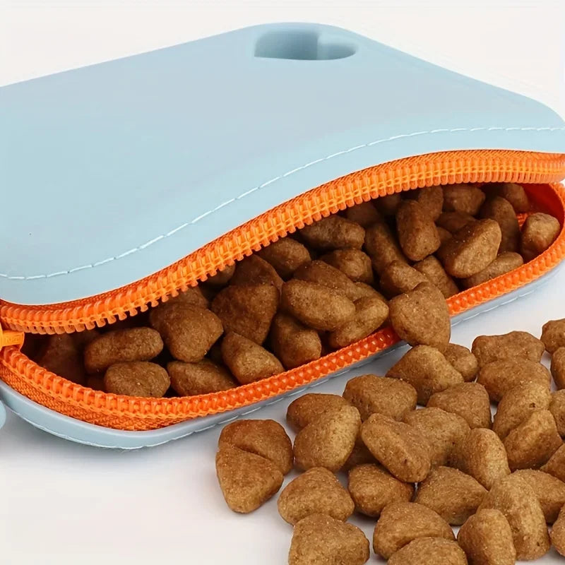 Silicone Dog Treat Bag - Portable Pet Snack Pouch for Training and Walking