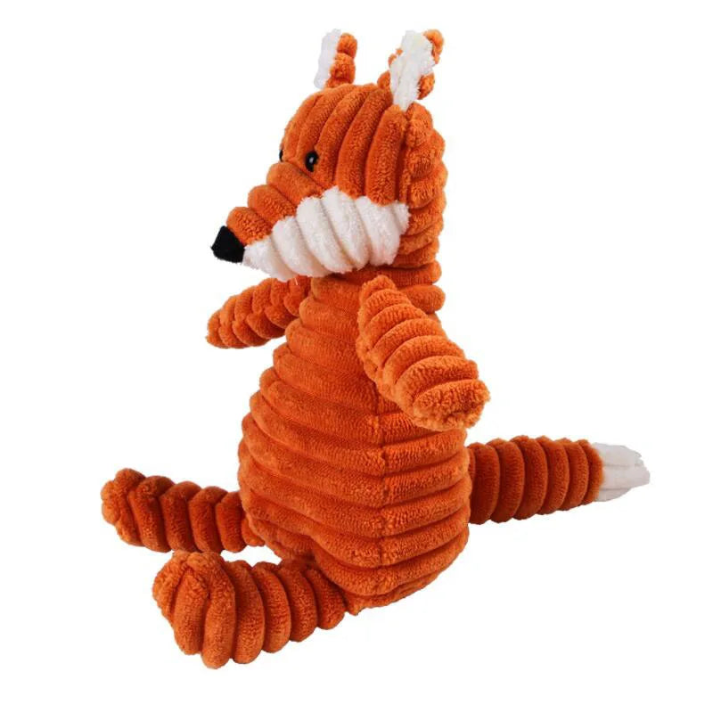 Plush Animal Shaped Squeaky Dog Toy - Bite Resistant, Corduroy Material for Small & Large Dogs