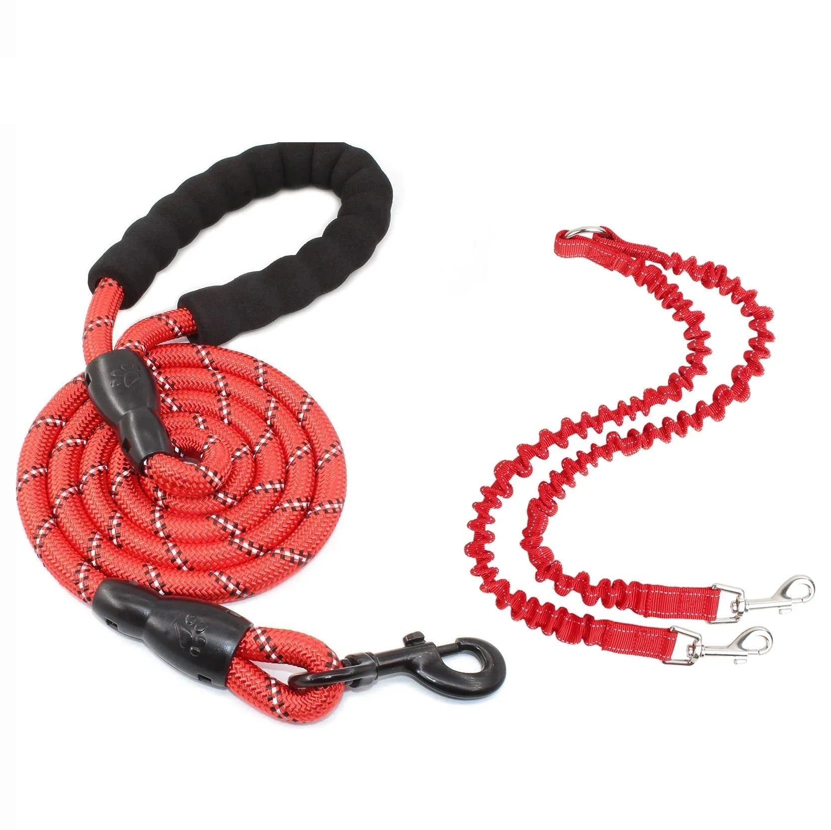 Tangle-Free Duo Leash - 360° Swivel, No Tangle, Bungee, Shock Absorbing Leash for Two Dogs.